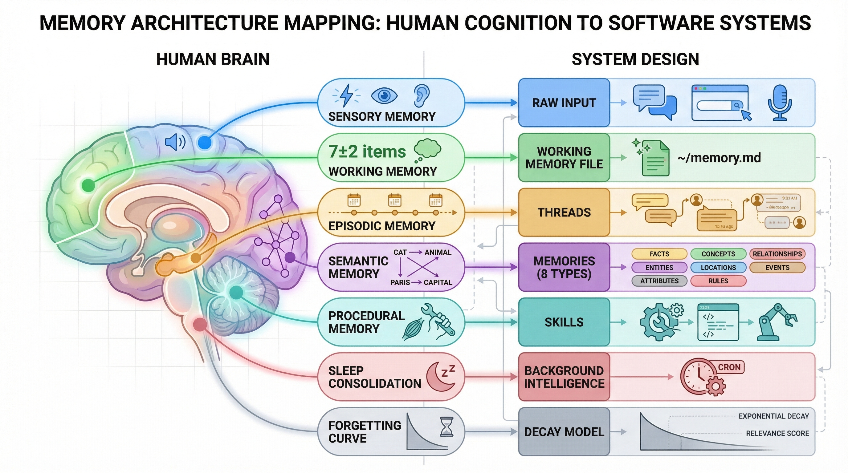 Cognitive mapping: constraints between human cognition and AI memory architecture