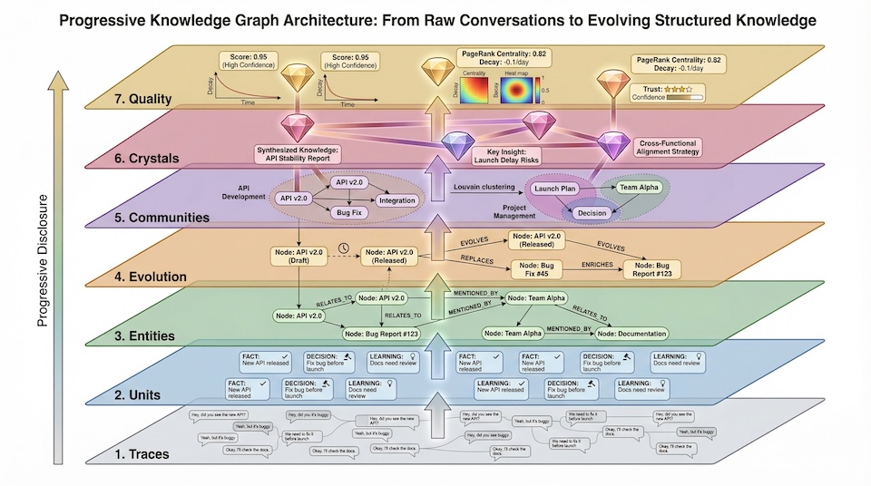 Progressive knowledge graph: from traces to quality layers