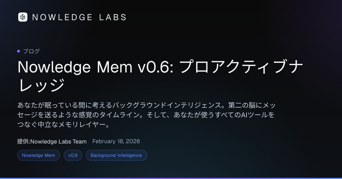 Nowledge Mem v0.6: Proactive Knowledge | Nowledge Labs