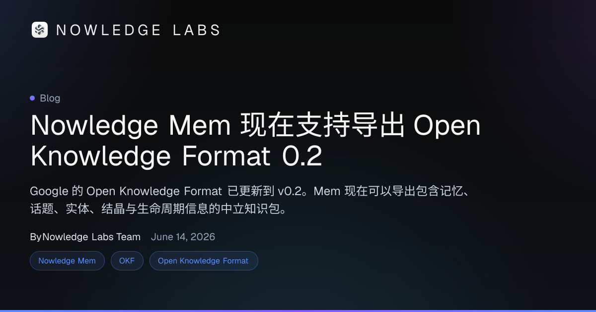 Nowledge Mem 现在完整支持 Open Knowledge Format | Nowledge Labs